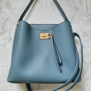 Faux Leather Shoulder Bag w/ Golden Hardware